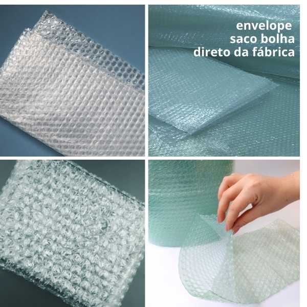 recorte de imagem mostrando 4 exemplos de envelope de plástico bolha