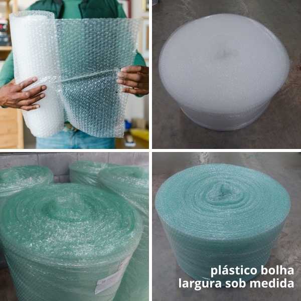 recorte de imagem mostrando 4 exemplos de corte sob medida do plástico bolha 60cm