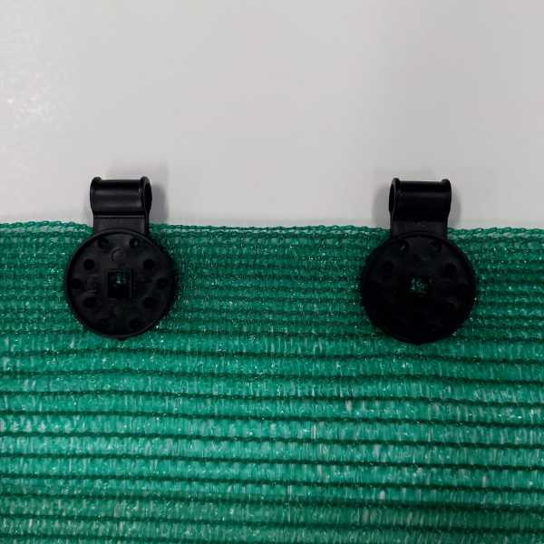 Presilha para sombrite aplicada na tela para sombreamento verde