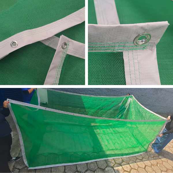 três imagens do tanque-rede para alevinos